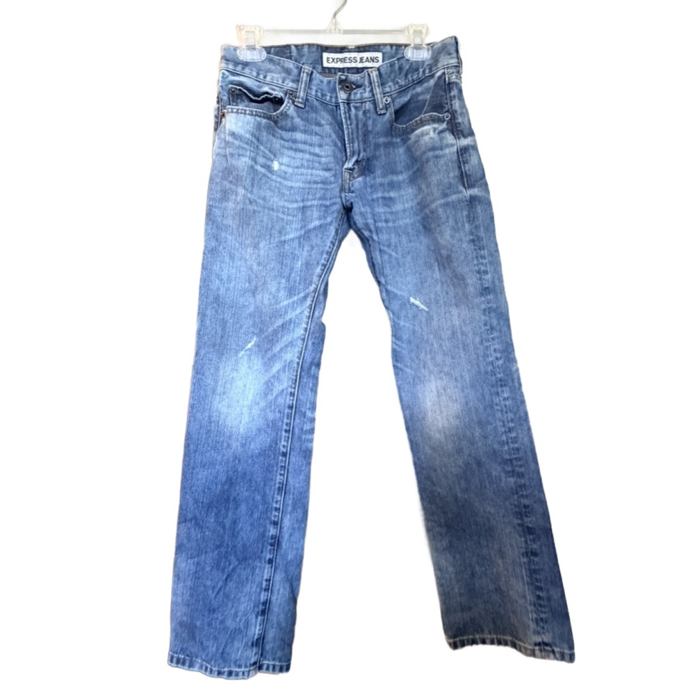 Express Men's Rocco Slim Fit Straight Leg Jeans in Medium Blue Wash 28x32